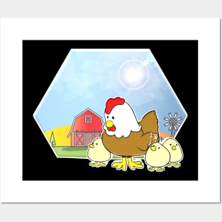 Farm Animals Chicken & Baby Chicks Posters and Art